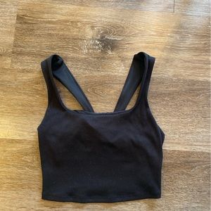Alo Black Cropped Top with built in bra Sz XS
